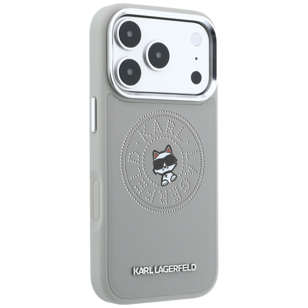 Capa MagSafe para Apple iPhone 18 Pro Max / 17 Pro Max, Karl Lagerfeld, Point and Choupette Sketch, Cinzento