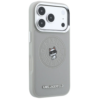 Capa MagSafe para Apple iPhone 18 Pro Max / 17 Pro Max, Karl Lagerfeld, Point and Choupette Sketch, Cinzento