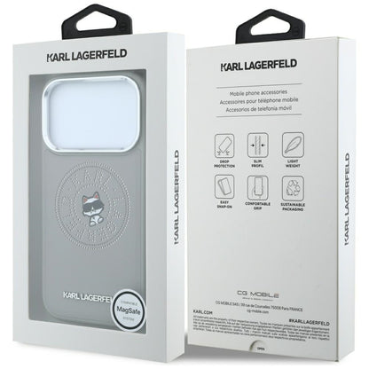 Capa MagSafe para Apple iPhone 18 Pro Max / 17 Pro Max, Karl Lagerfeld, Point and Choupette Sketch, Cinzento