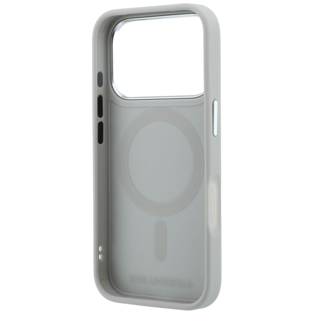 Capa MagSafe para Apple iPhone 18 Pro Max / 17 Pro Max, Karl Lagerfeld, Point and Choupette Sketch, Cinzento