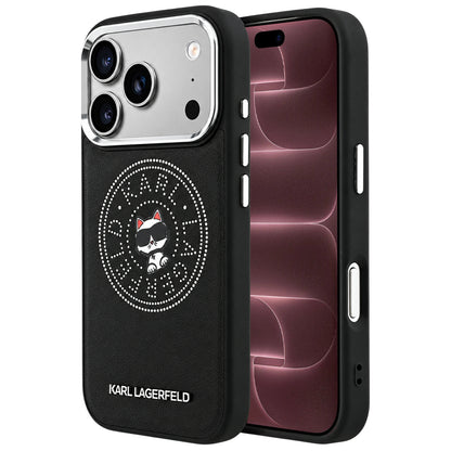 Capa MagSafe para Apple iPhone 18 Pro Max / 17 Pro Max, Karl Lagerfeld, Point and Choupette Sketch, Preta