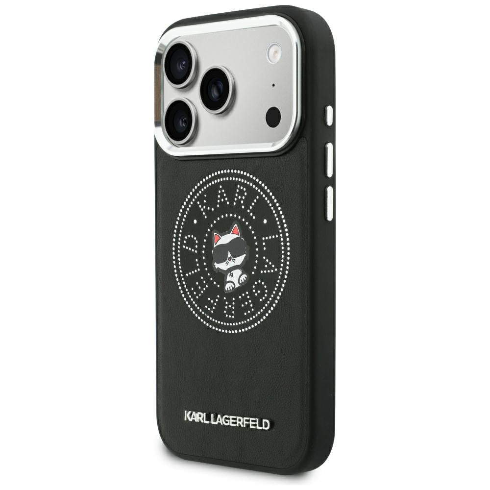 Capa MagSafe para Apple iPhone 18 Pro Max / 17 Pro Max, Karl Lagerfeld, Point and Choupette Sketch, Preta