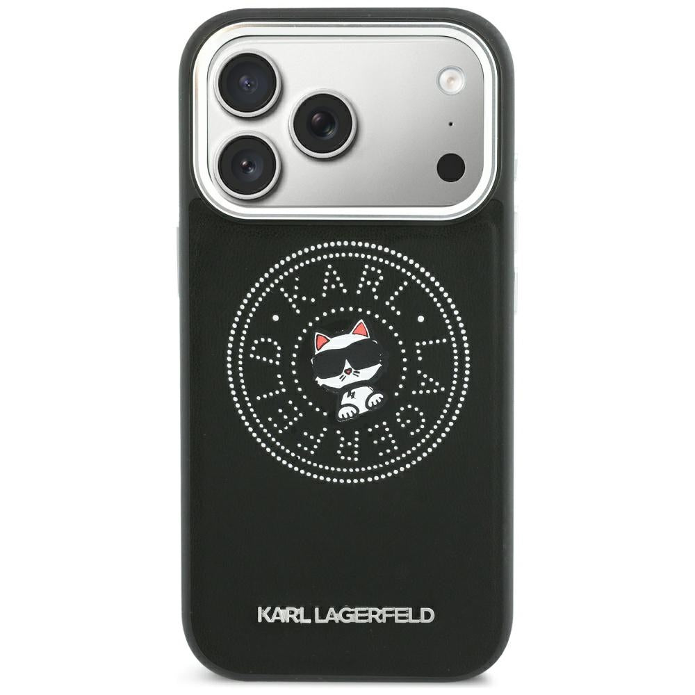 Capa MagSafe para Apple iPhone 18 Pro Max / 17 Pro Max, Karl Lagerfeld, Point and Choupette Sketch, Preta