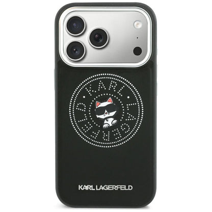 Capa MagSafe para Apple iPhone 18 Pro Max / 17 Pro Max, Karl Lagerfeld, Point and Choupette Sketch, Preta