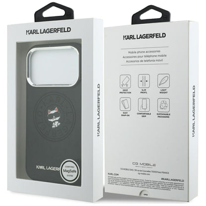 Capa MagSafe para Apple iPhone 18 Pro Max / 17 Pro Max, Karl Lagerfeld, Point and Choupette Sketch, Preta