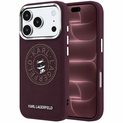 Capa MagSafe para Apple iPhone 18 Pro Max / 17 Pro Max, Karl Lagerfeld, Point and Choupette Sketch, Vinho