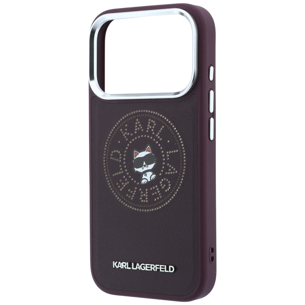 Capa MagSafe para Apple iPhone 18 Pro Max / 17 Pro Max, Karl Lagerfeld, Point and Choupette Sketch, Vinho