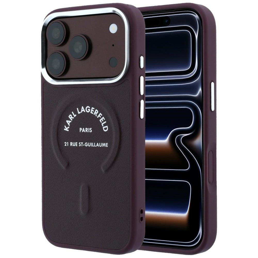 Capa MagSafe para Apple iPhone 18 Pro Max / 17 Pro Max, Karl Lagerfeld, Anel Karl RSG Logo, Vinho