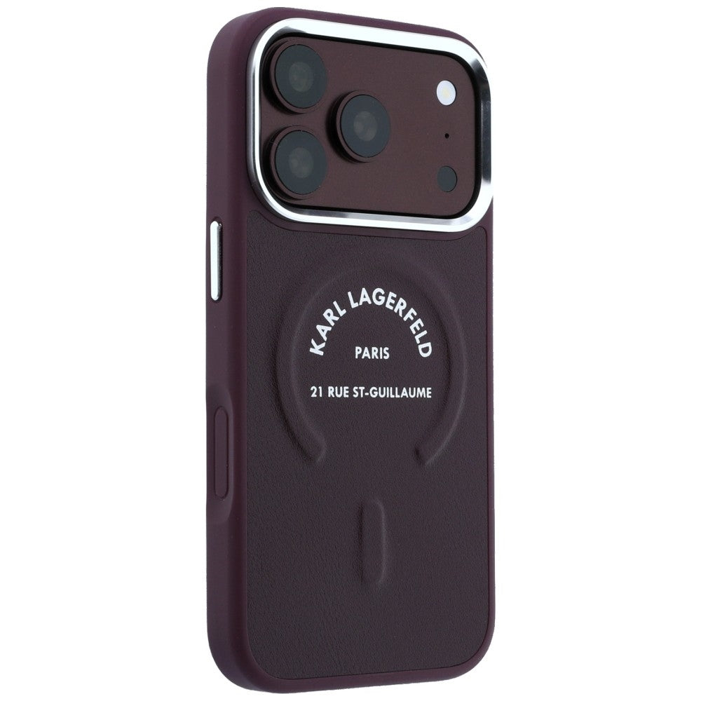 Capa MagSafe para Apple iPhone 18 Pro Max / 17 Pro Max, Karl Lagerfeld, Anel Karl RSG Logo, Vinho