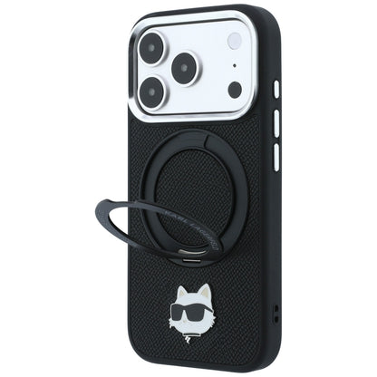 Capa MagSafe para Apple iPhone 18 Pro Max / 17 Pro Max, Karl Lagerfeld, Ring Stand 360 Choupette Pin, Preta