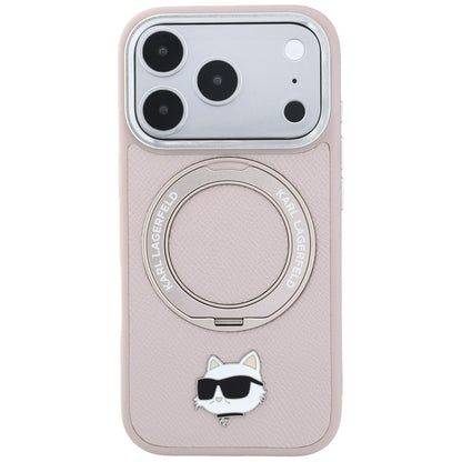 Capa MagSafe para Apple iPhone 18 Pro Max / 17 Pro Max, Karl Lagerfeld, Ring Stand 360 Choupette Pin, Rosa