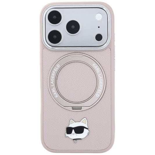 Capa MagSafe para Apple iPhone 18 Pro Max / 17 Pro Max, Karl Lagerfeld, Ring Stand 360 Choupette Pin, Rosa