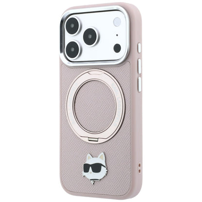 Capa MagSafe para Apple iPhone 18 Pro Max / 17 Pro Max, Karl Lagerfeld, Ring Stand 360 Choupette Pin, Rosa
