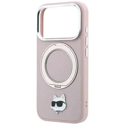 Capa MagSafe para Apple iPhone 18 Pro Max / 17 Pro Max, Karl Lagerfeld, Ring Stand 360 Choupette Pin, Rosa