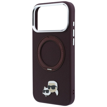 Capa MagSafe para Apple iPhone 18 Pro Max / 17 Pro Max, Karl Lagerfeld, Ring Stand 360 Karl & Choupette Pin, cor de vinho