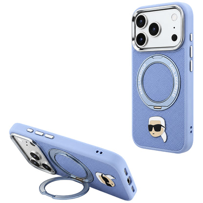 Capa MagSafe para Apple iPhone 18 Pro Max / 17 Pro Max, Karl Lagerfeld, Ring Stand 360 Karl Pin, Azul-claro