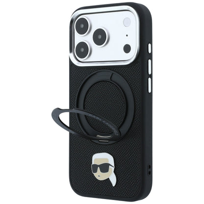 Capa MagSafe para Apple iPhone 18 Pro Max / 17 Pro Max, Karl Lagerfeld, Ring Stand 360 Karl Pin, Preta