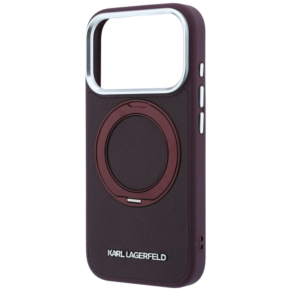 Capa MagSafe para Apple iPhone 18 Pro Max / 17 Pro Max, Karl Lagerfeld, Suporte Ring 360 Saffiano, Vinho