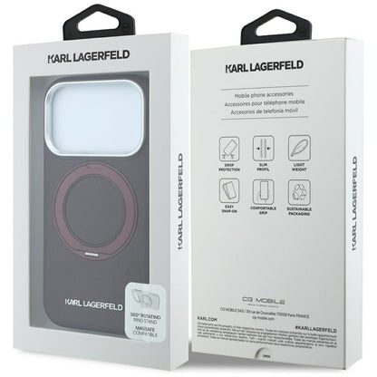 Capa MagSafe para Apple iPhone 18 Pro Max / 17 Pro Max, Karl Lagerfeld, Suporte Ring 360 Saffiano, Vinho
