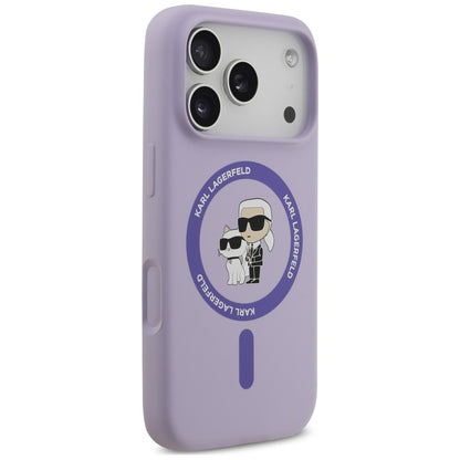 MagSafe Case for Apple iPhone 18 Pro Max / 17 Pro Max, Karl Lagerfeld, Silicone Ring Karl & Choupette, Purple