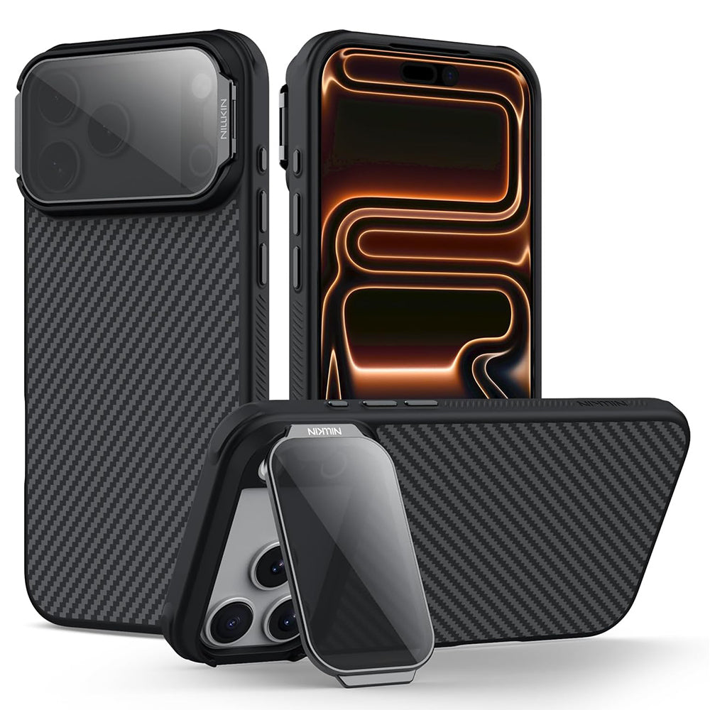 Capa MagSafe para Apple iPhone 18 Pro Max / 17 Pro Max, Nillkin, CarboProp com Tampa de Lente Preta Transparente, Preta