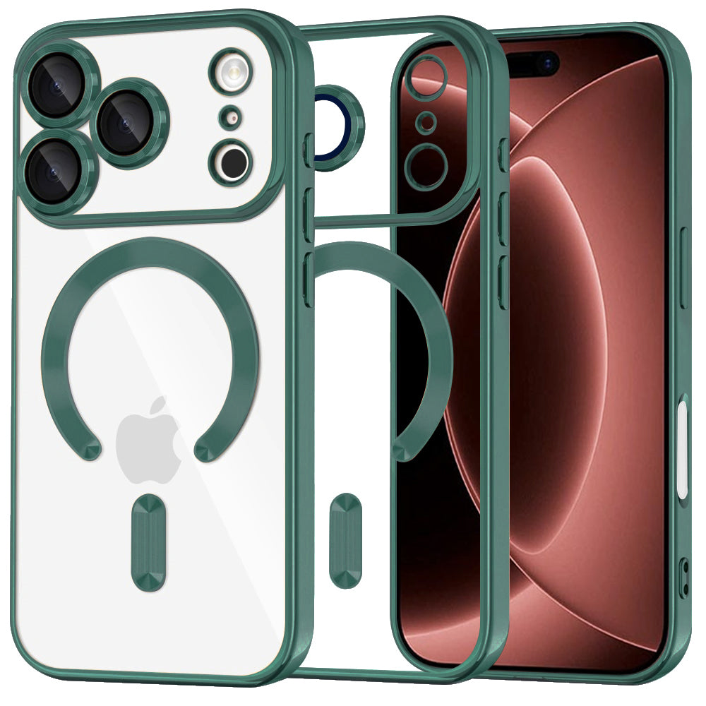 Capa MagSafe para Apple iPhone 18 Pro Max / 17 Pro Max, Techsuit, Luxury Crystal, Verde Escuro