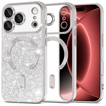 Capa MagSafe para Apple iPhone 18 Pro Max / 17 Pro Max, Techsuit, Luxury Glitter, Prateada