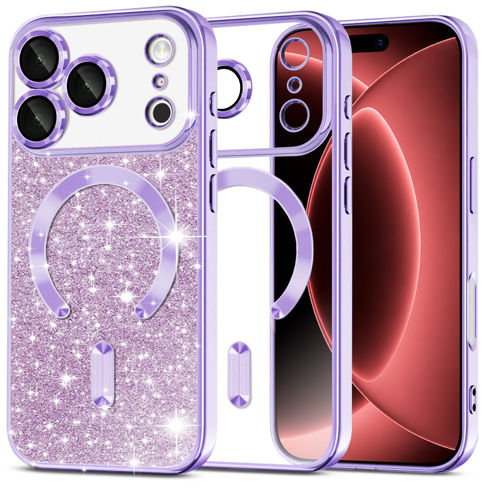 Capa MagSafe para Apple iPhone 18 Pro Max / 17 Pro Max, Techsuit, Luxury Glitter, Roxo Claro