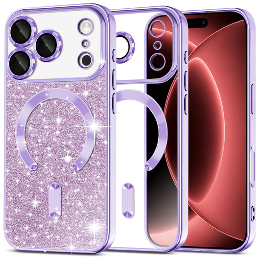 Capa MagSafe para Apple iPhone 18 Pro Max / 17 Pro Max, Techsuit, Luxury Glitter, Roxo Claro
