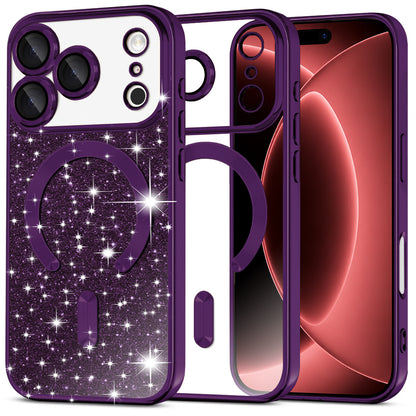 Capa MagSafe para Apple iPhone 18 Pro Max / 17 Pro Max, Techsuit, Luxury Glitter, Roxo Escuro