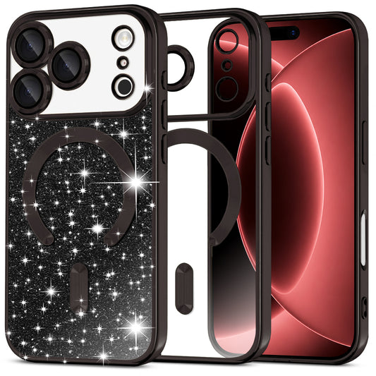Capa MagSafe para Apple iPhone 18 Pro Max / 17 Pro Max, Techsuit, Luxury Glitter, Preta