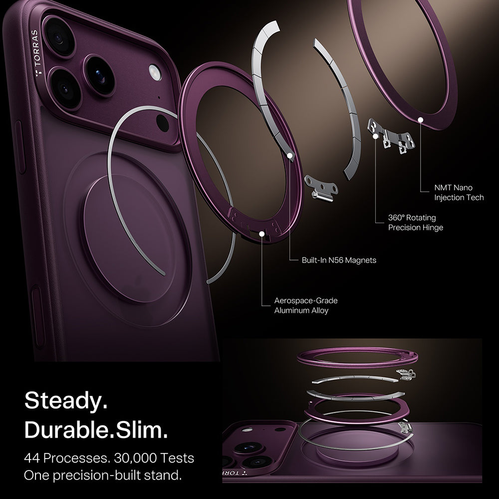 Capa MagSafe para Apple iPhone 18 Pro Max / 17 Pro Max, Torras, Ostand O1 Guardian, Roxo