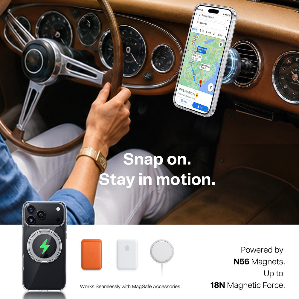 Capa MagSafe para Apple iPhone 18 Pro Max / 17 Pro Max, Torras, Ostand O1 Guardian, Transparente