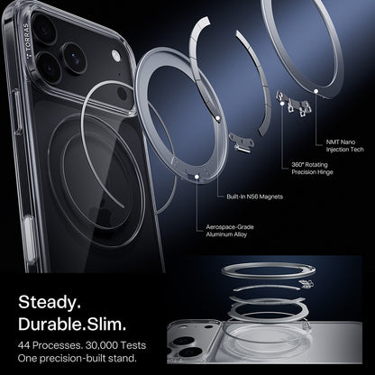 Capa MagSafe para Apple iPhone 18 Pro Max / 17 Pro Max, Torras, Ostand O1 Guardian, Transparente