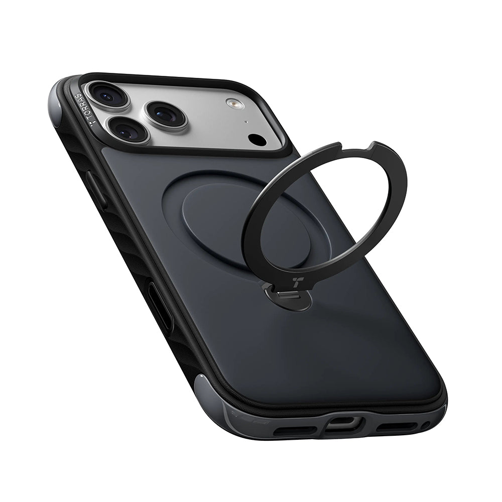 Capa MagSafe para Apple iPhone 18 Pro Max / 17 Pro Max, Torras, Ostand Q3 Rugged, Preta
