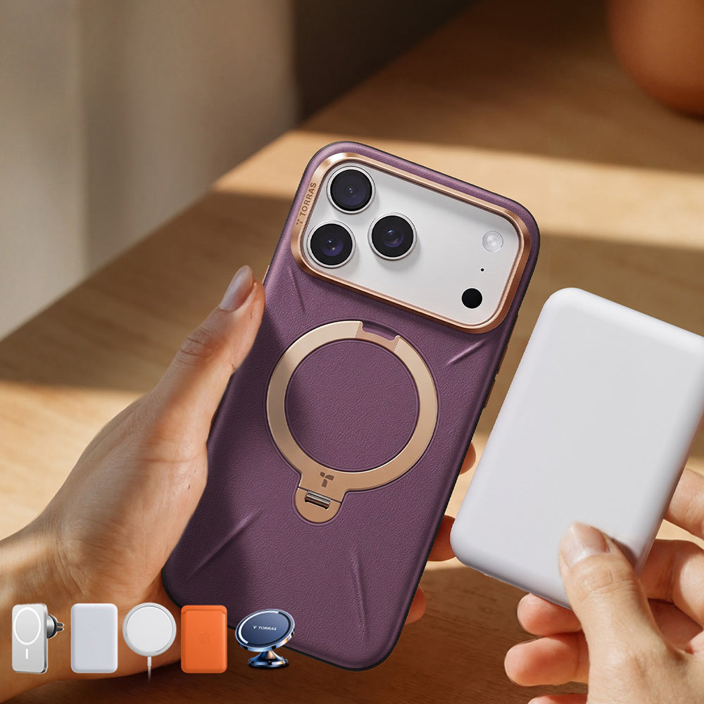 Capa MagSafe para Apple iPhone 18 Pro Max / 17 Pro Max, Torras, QPRO Leather, Castanha