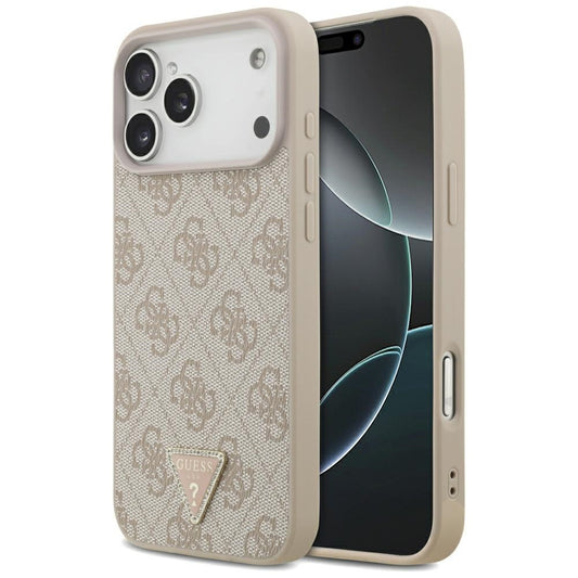 Capa MagSafe para Apple iPhone 18 Pro Max, Guess, 4G Triangle Strass, Rosa