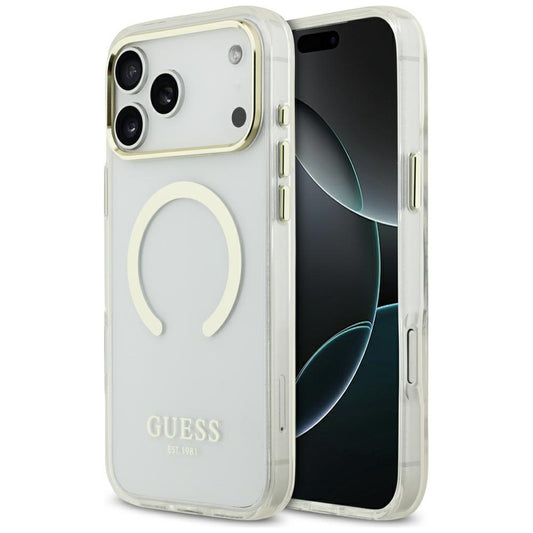 Capa MagSafe para Apple iPhone 18 Pro Max, Guess, Contorno Metálico, Dourada
