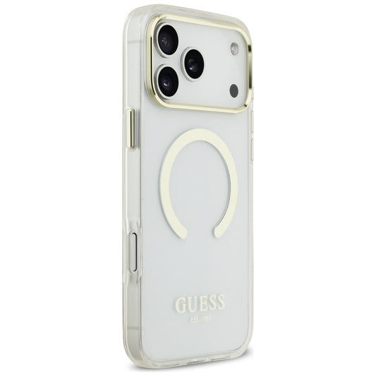 Capa MagSafe para Apple iPhone 18 Pro Max, Guess, Contorno Metálico, Dourada
