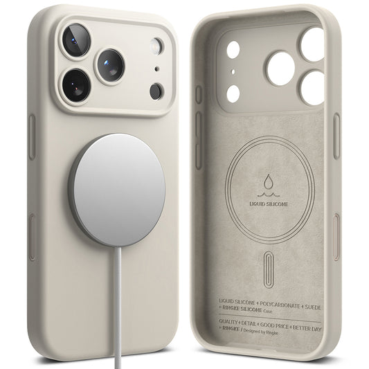 Capa MagSafe para Apple iPhone 18 Pro, Ringke, Silicone, Creme