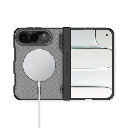 Capa MagSafe para Apple iPhone Duo, Nillkin, Super Frosted Shield, Preta Transparente Acetinada
