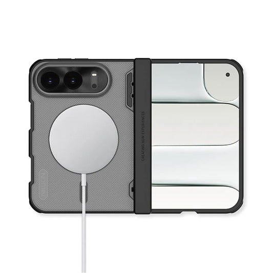 Capa MagSafe para Apple iPhone Duo, Nillkin, Super Frosted Shield, Preta Transparente Acetinada