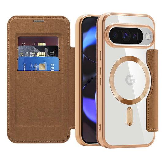 Capa MagSafe para Google Pixel 10 Pro / 10, Techsuit, SmartMag Book, Castanha