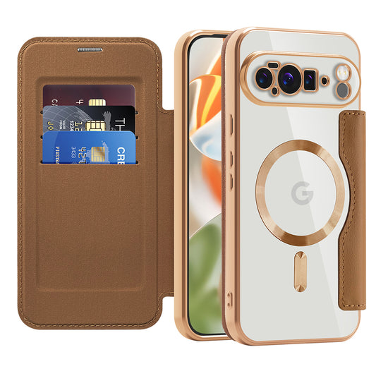 Capa MagSafe para Google Pixel 10 Pro XL, Techsuit, SmartMag Book, Castanha