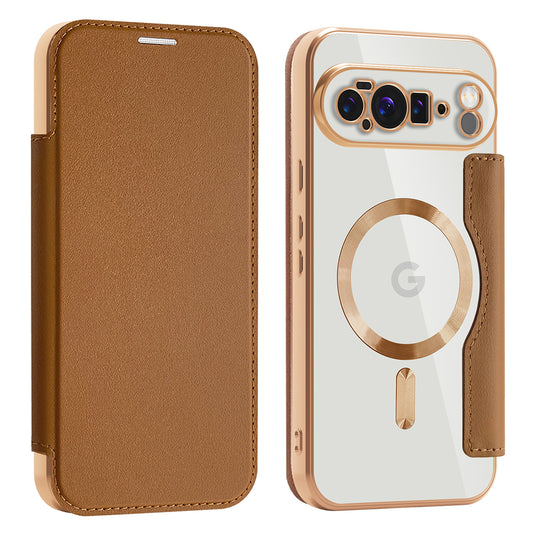 Capa MagSafe para Google Pixel 10 Pro XL, Techsuit, SmartMag Book, Castanha
