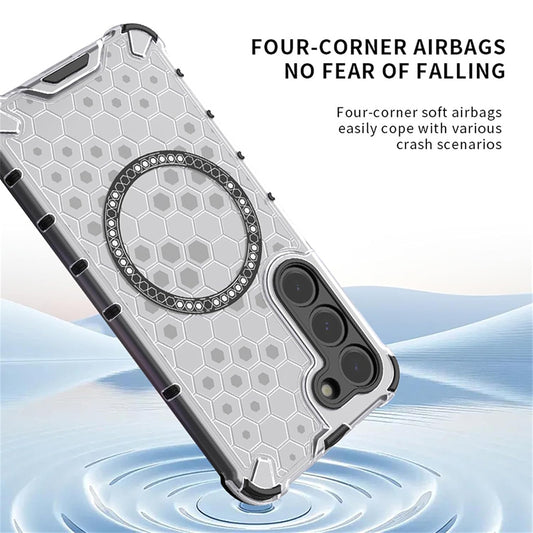 Capa MagSafe para Honor X9c / Magic7 Lite, Techsuit, HoneyComb Shield, Branca