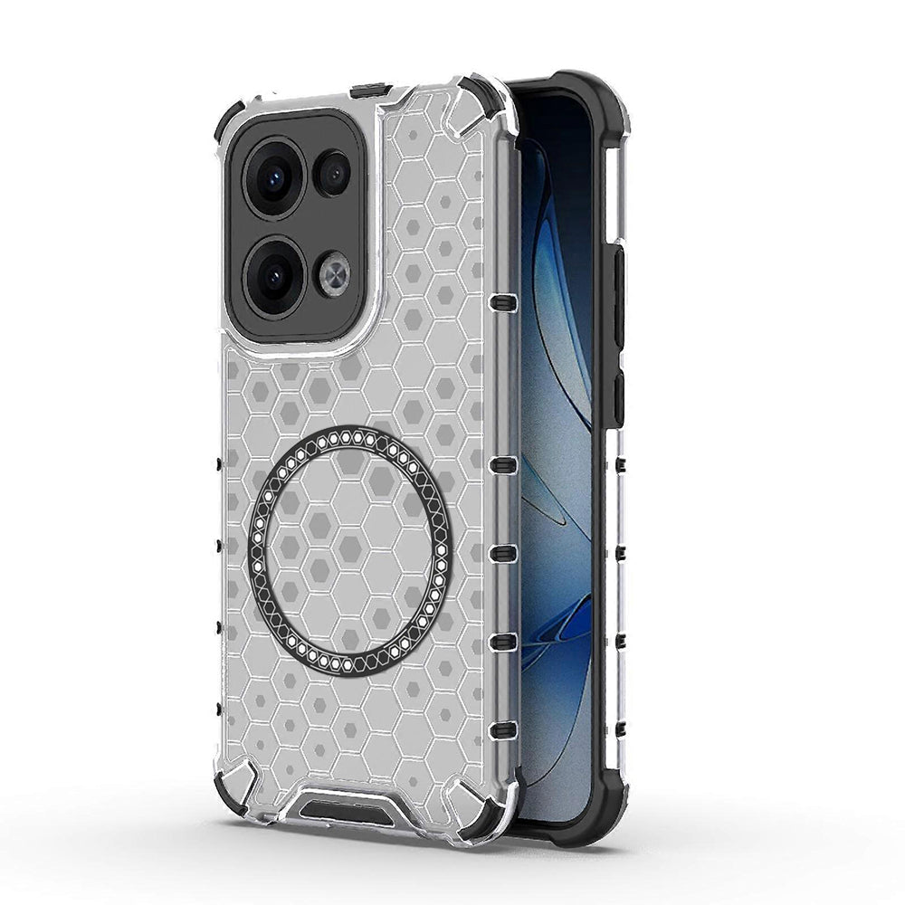 Capa MagSafe para Oppo Reno13, Techsuit, HoneyComb Shield, Branca