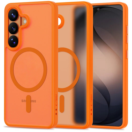 Capa MagSafe para Samsung Galaxy S26 S942, Tech-Protect, Magmat, Laranja Fosco