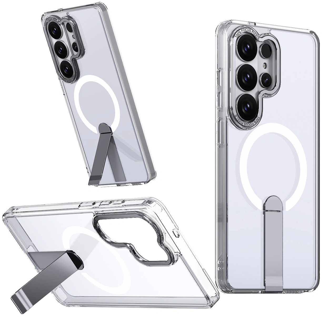 Capa MagSafe para Samsung Galaxy S26 S942, Hybrid Armor, X com Suporte, Transparente