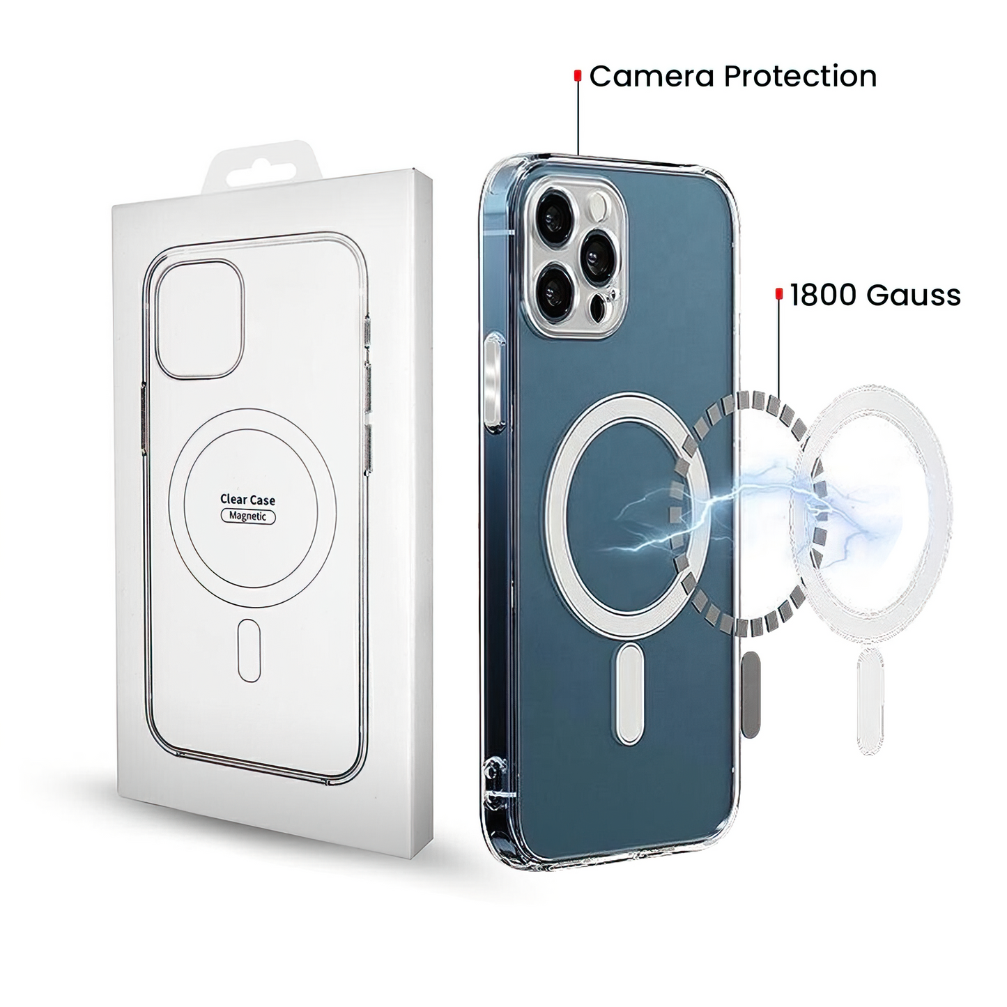 Capa MagSafe para Samsung Galaxy A57 5G, OEM, 1800 Gauss, Transparente
